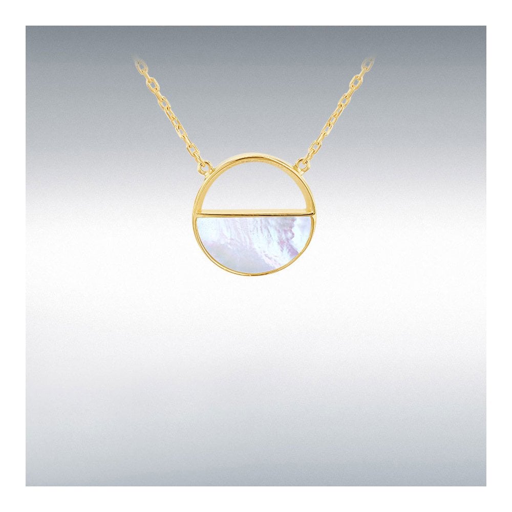 9ct Yellow Gold Semi Circular Mother Of Pearl Necklet 41cm-43cm