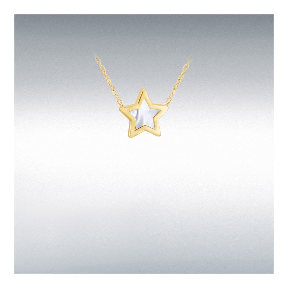 9ct Yellow Gold Mother Of Pearl Star Necklet 16''-17''