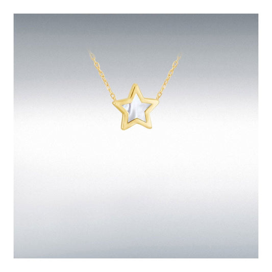9ct Yellow Gold Mother Of Pearl Star Necklet 16''-17''