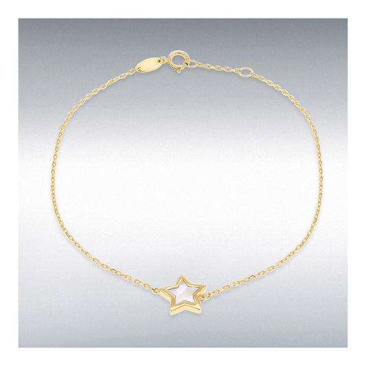 9ct Yellow Gold Mother Of Pearl Star Bracelet 19cm