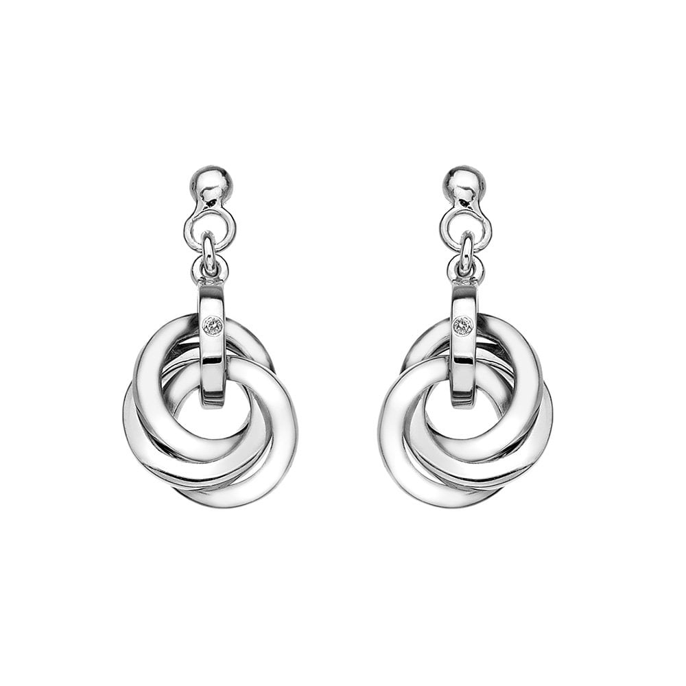 Sterling Silver Ladies Diamond Calm Drop Earrings DE388