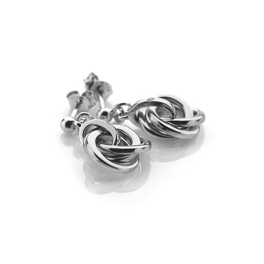 Sterling Silver Ladies Diamond Calm Drop Earrings DE388