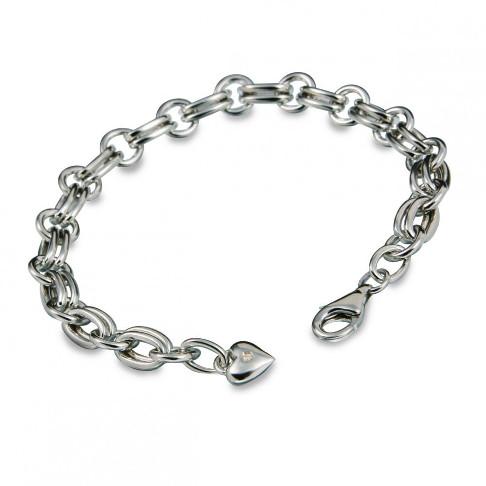 Sterling Silver Ladies Diamond Charm Bracelet DL071