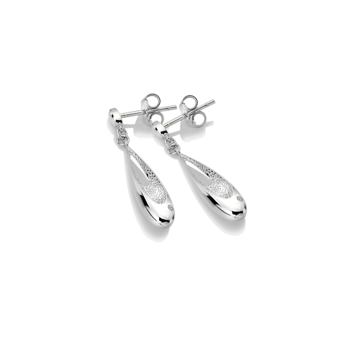 Ladies Sterling Silver Quest Teardrop Drop Earrings DE648