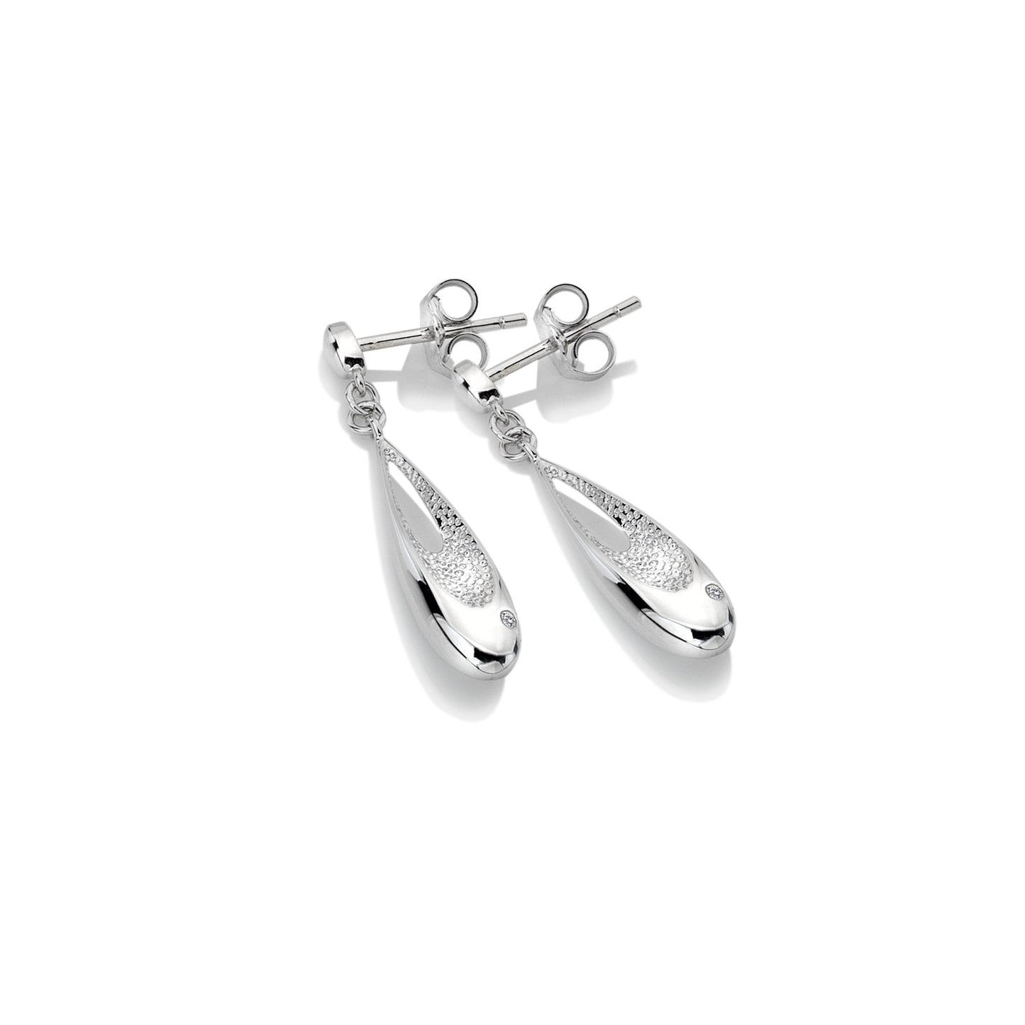 Ladies Sterling Silver Quest Teardrop Drop Earrings DE648