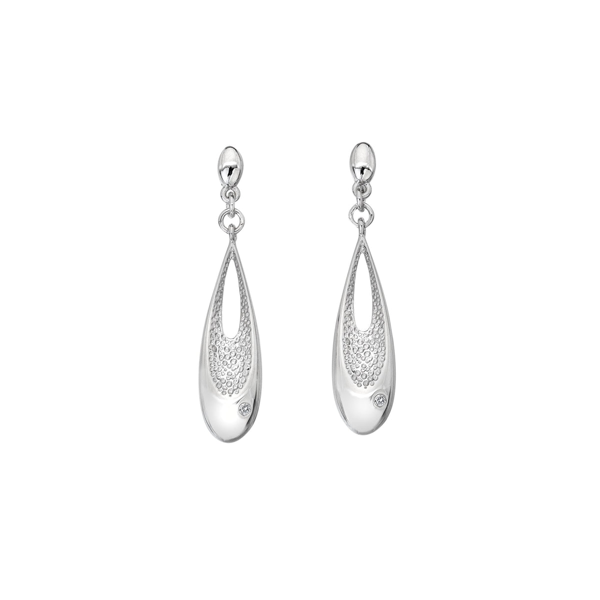 Ladies Sterling Silver Quest Teardrop Drop Earrings DE648