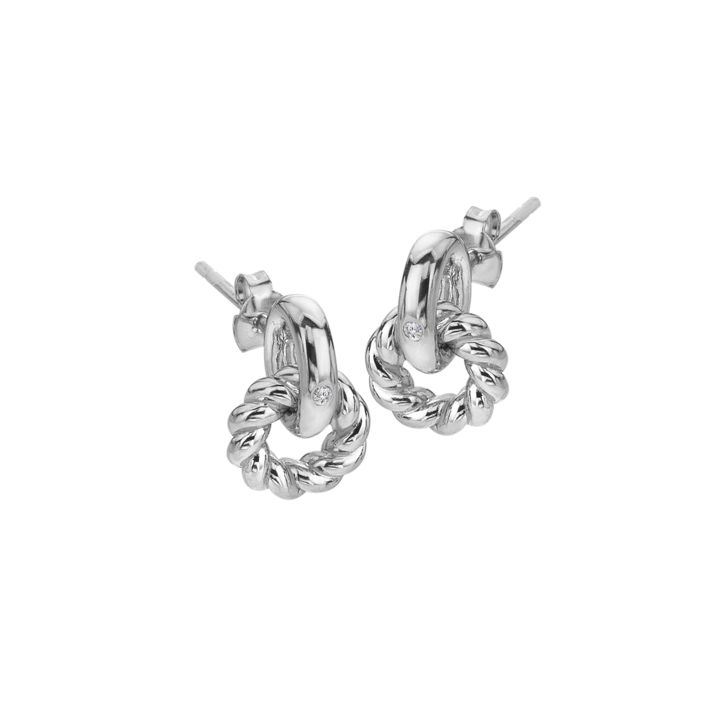 Sterling Silver Ladies Diamond Willow Drop Earrings DE804