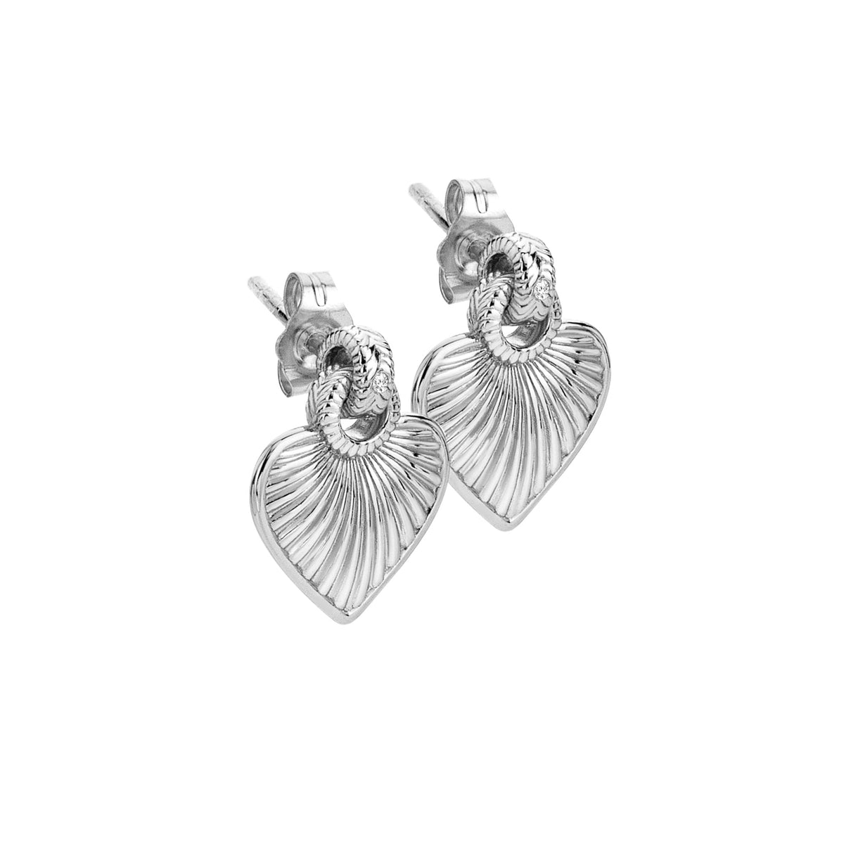 Sterling Silver Ladies Diamond Essence Heart Drop Earrings DE820