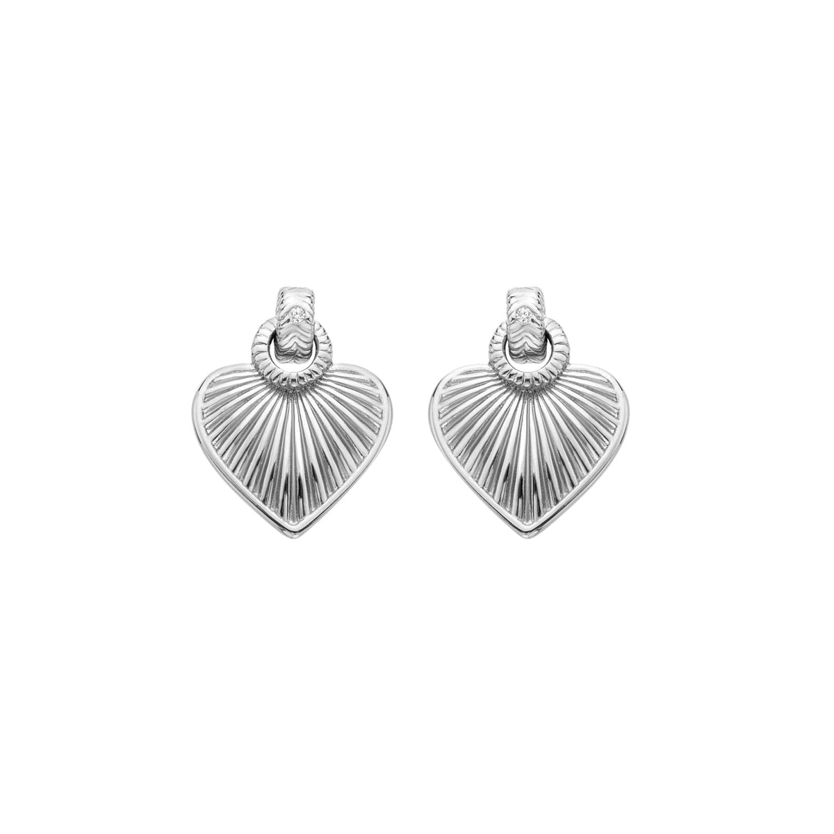 Sterling Silver Ladies Diamond Essence Heart Drop Earrings DE820