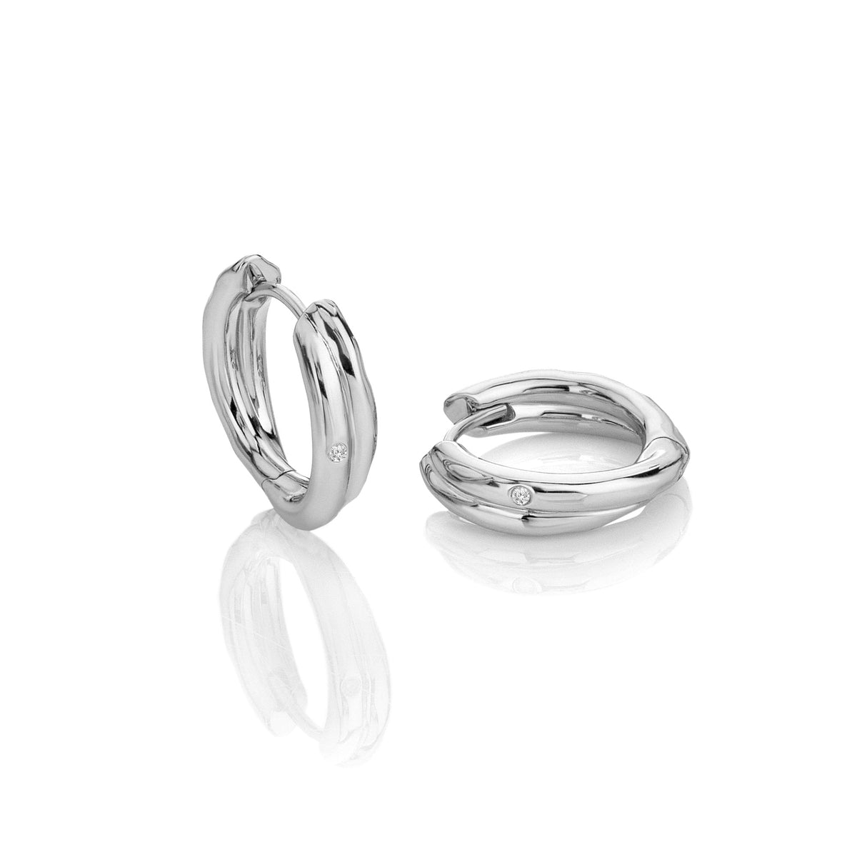 Sterling Silver Ladies Diamond Aura Hoop Earrings DE823