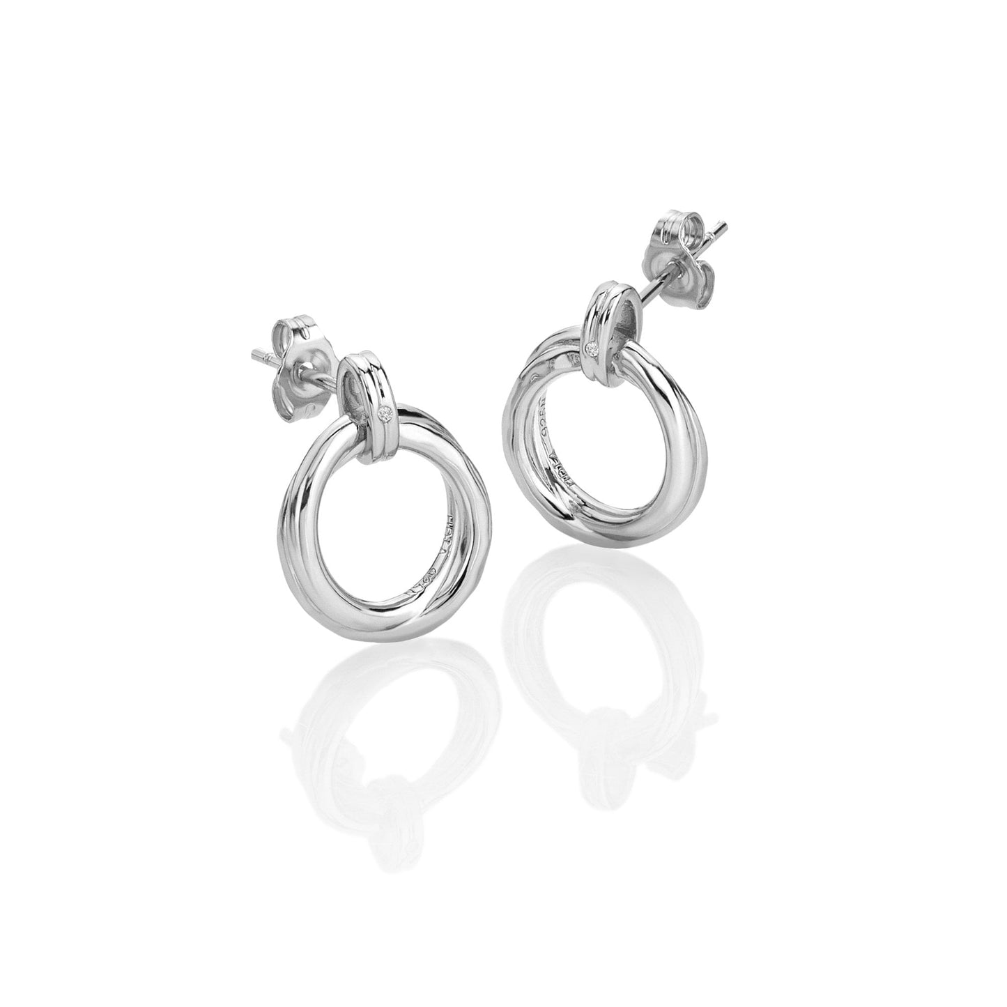 Ladies Sterling Silver Aura Diamond Stud Earrings DE824
