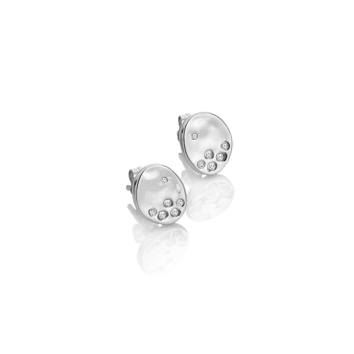Ladies Sterling Silver Diamond Illuminate Stud Earrings DE825
