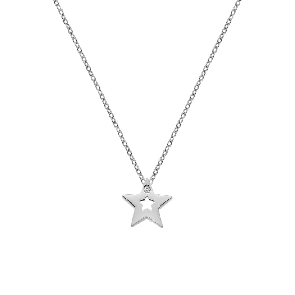 Ladies Sterling Silver Diamond Amulet Star Pendant DP722