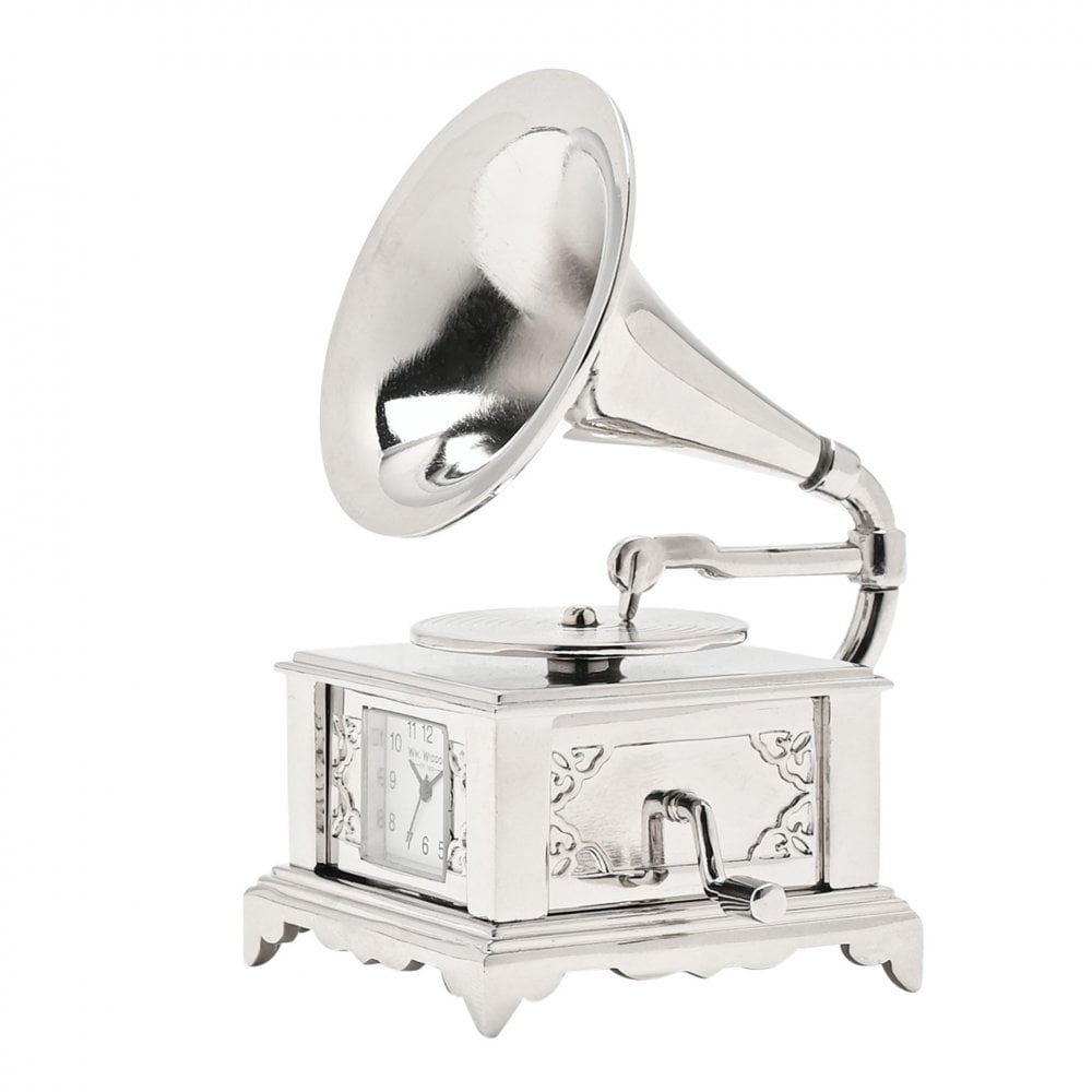 Novelty Miniature Quartz Gramophone Mantel Clock 9885