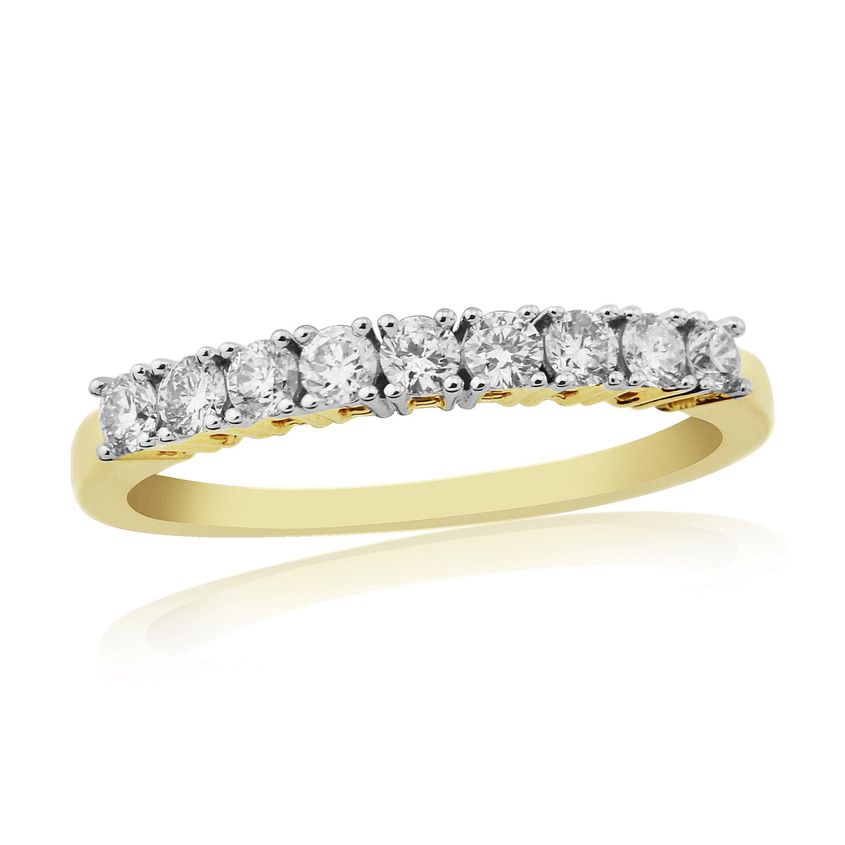 9ct Gold Ladies Diamond Half Eternity Dress Ring