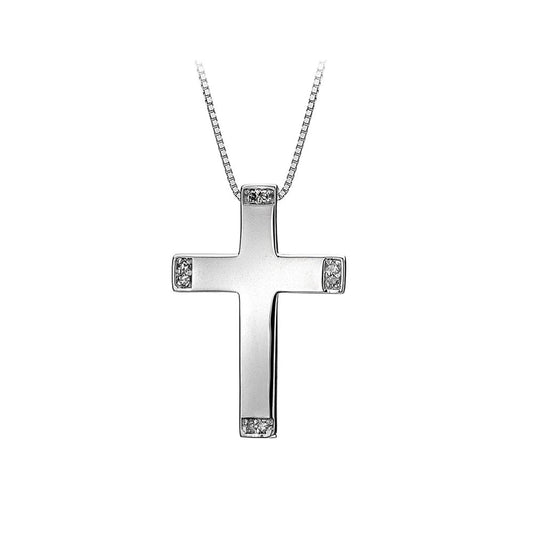 Sterling Silver Ladies Diamond Cross Pendant DP105