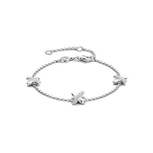 Sterling Silver Cubic Zirconia Cross Bracelet 23048ZI