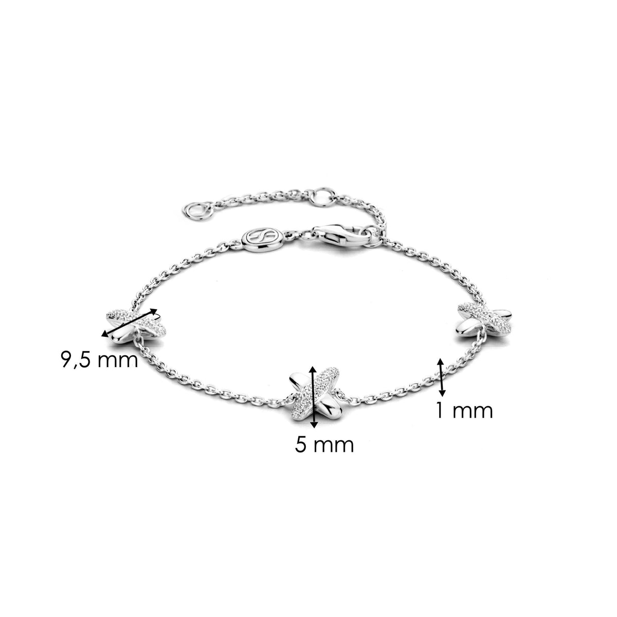 Sterling Silver Cubic Zirconia Cross Bracelet 23048ZI