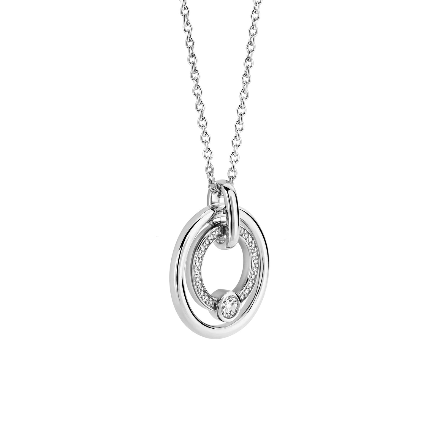 Ladies Sterling Silver Cubic Zirconia Round Necklace 34056ZI