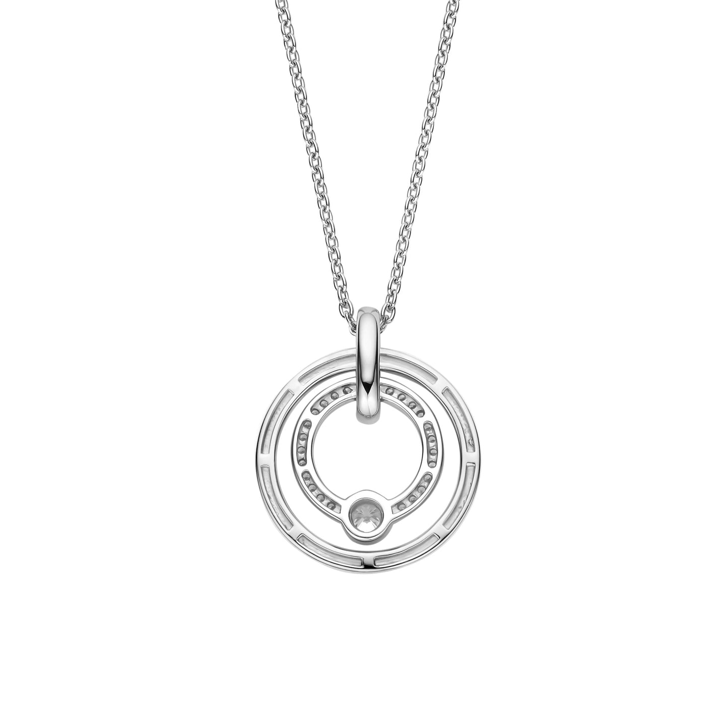 Ladies Sterling Silver Cubic Zirconia Round Necklace 34056ZI
