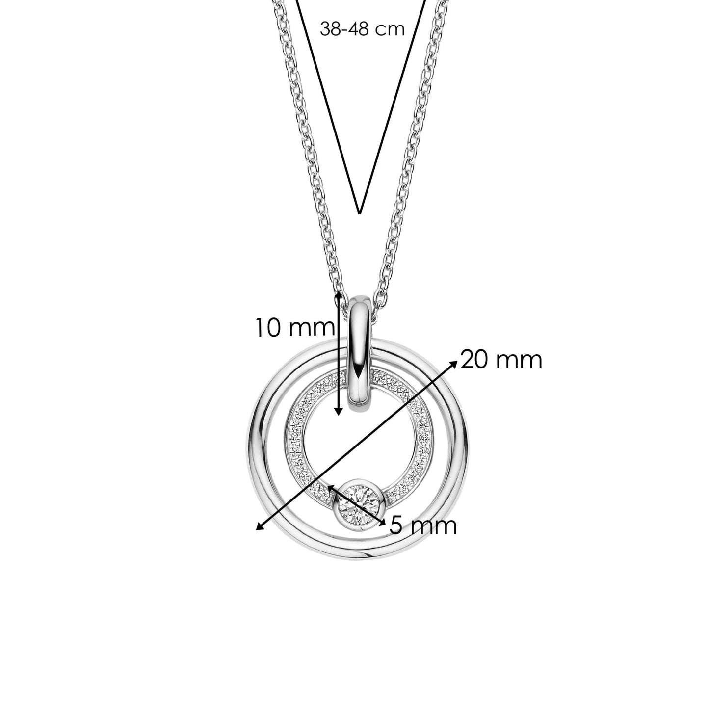 Ladies Sterling Silver Cubic Zirconia Round Necklace 34056ZI