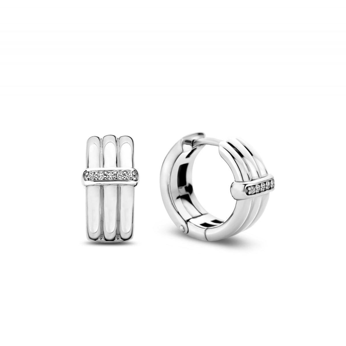 Sterling Silver Cubic Zirconia Hoop Earrings 7979ZI