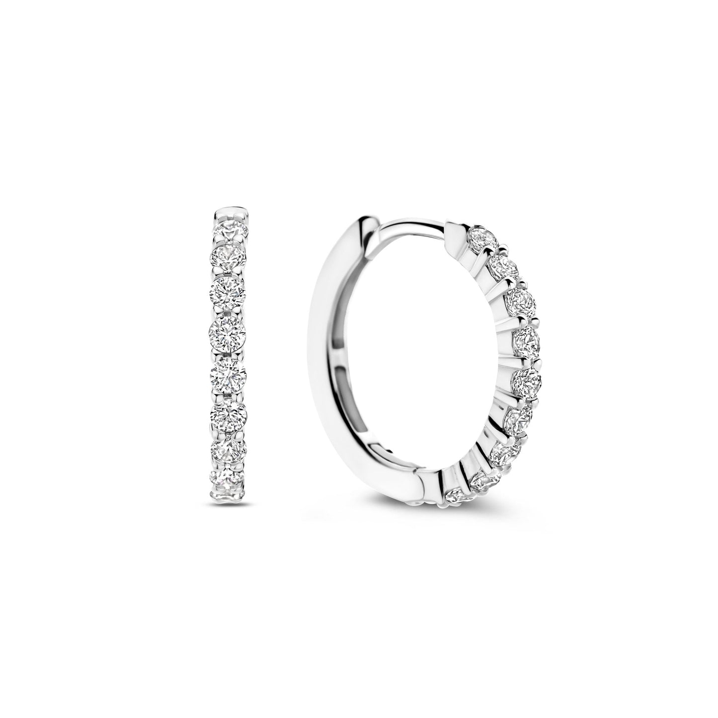 Ladies Sterling Silver Cubic Zirconia Hoop Earrings 7958ZI