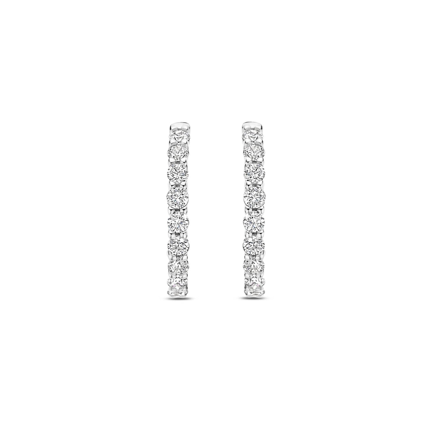 Ladies Sterling Silver Cubic Zirconia Hoop Earrings 7958ZI