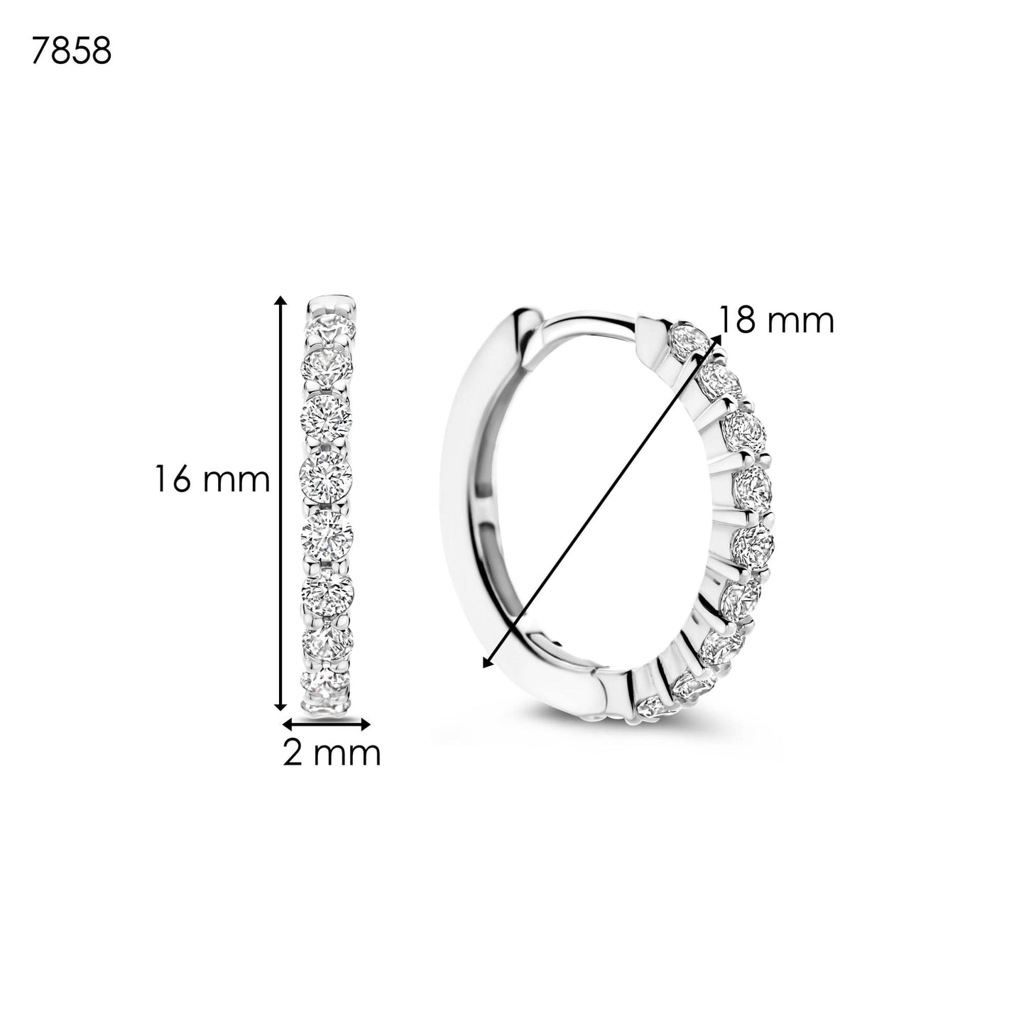 Ladies Sterling Silver Cubic Zirconia Hoop Earrings 7958ZI