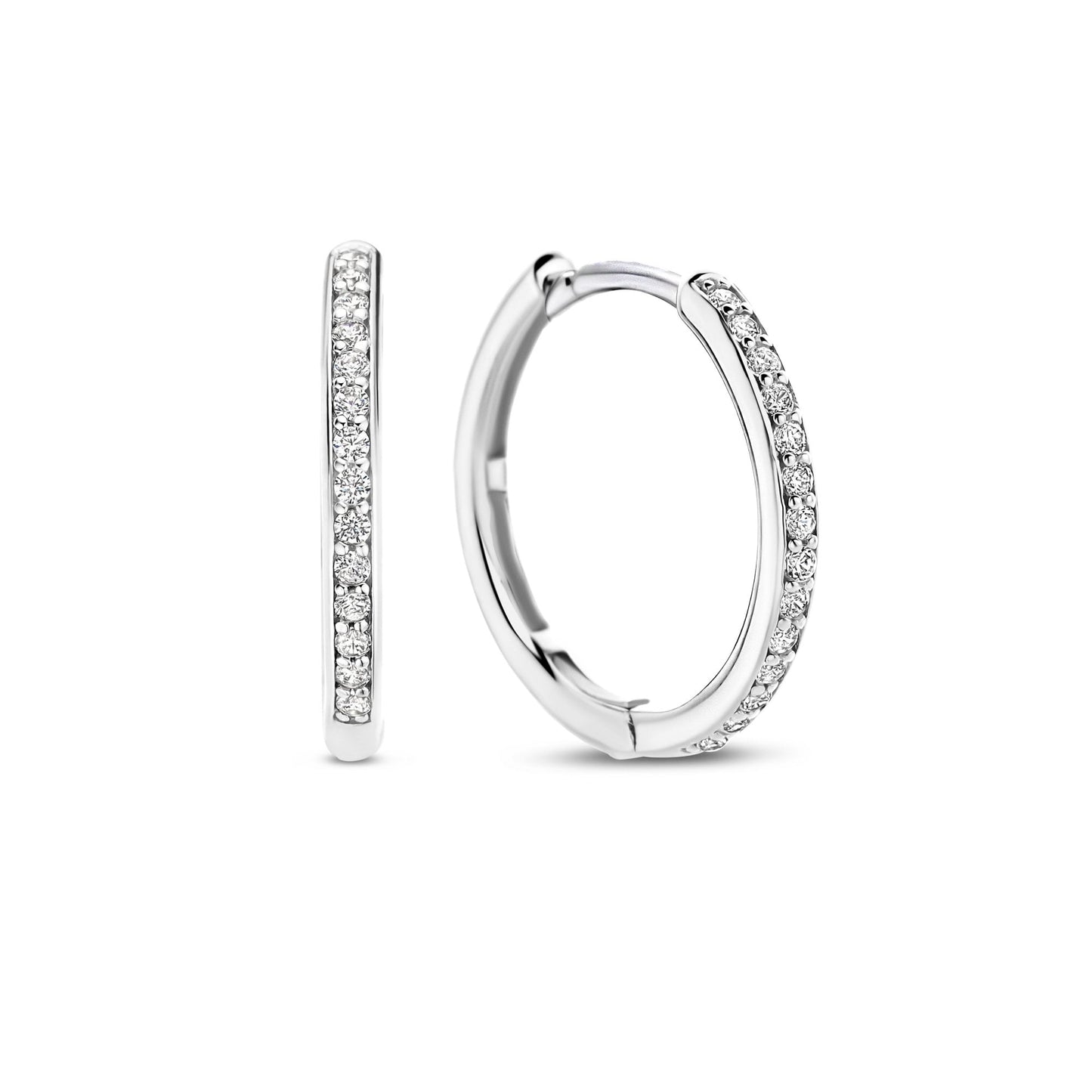 Ladies Sterling Silver Cubic Zirconia Hoop Earrings 7959ZI