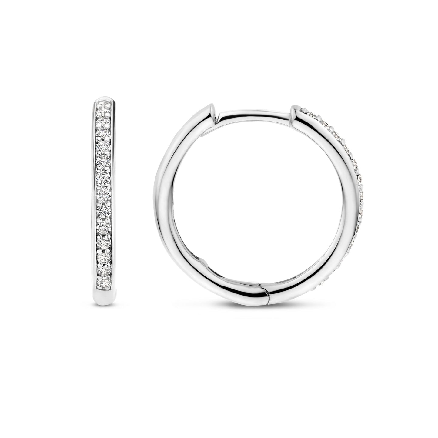 Ladies Sterling Silver Cubic Zirconia Hoop Earrings 7959ZI