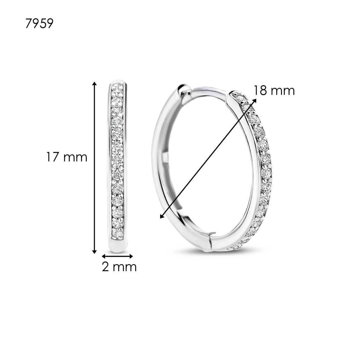 Ladies Sterling Silver Cubic Zirconia Hoop Earrings 7959ZI