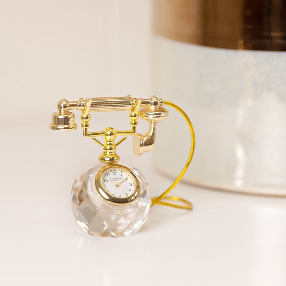 Miniature Telephone Battery Mantel Clock 9429