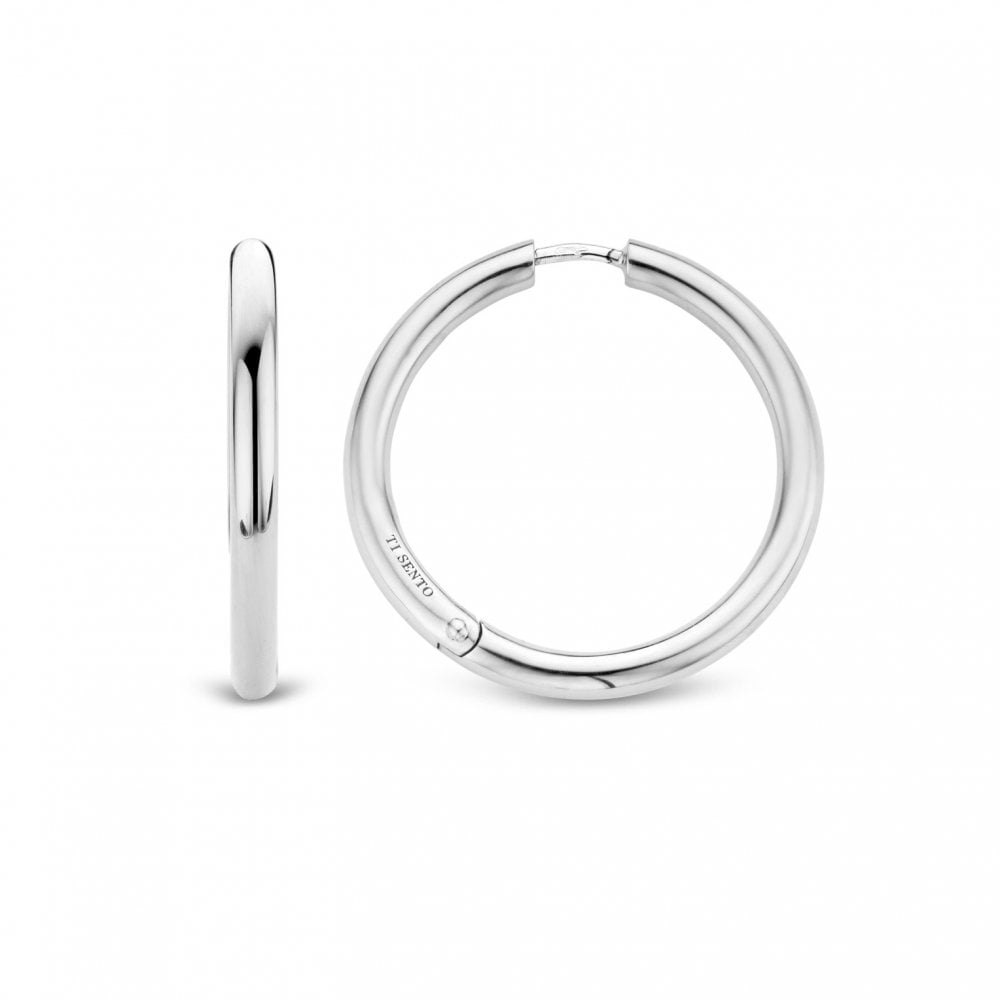Sterling Silver Ladies Plain Polished Large Hoop Earrings 7782SI