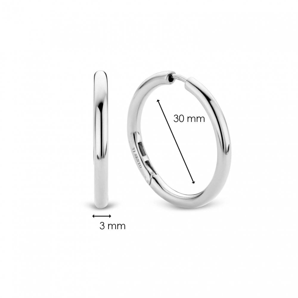 Sterling Silver Ladies Plain Polished Large Hoop Earrings 7782SI