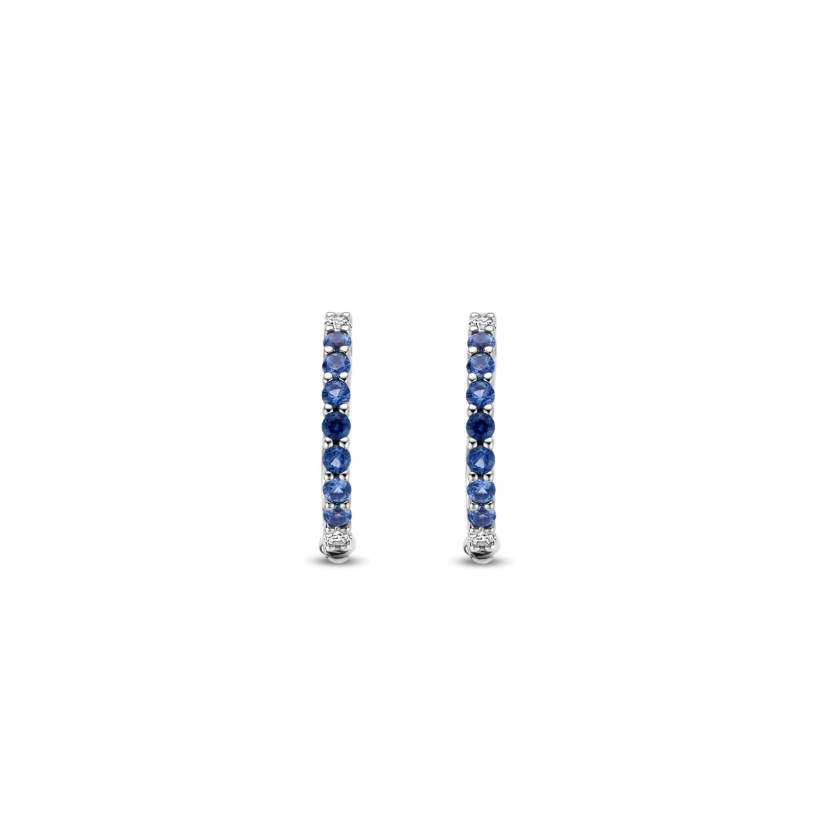 Sterling Silver Blue Cubic Zirconia Hoop Earrings 7958MB