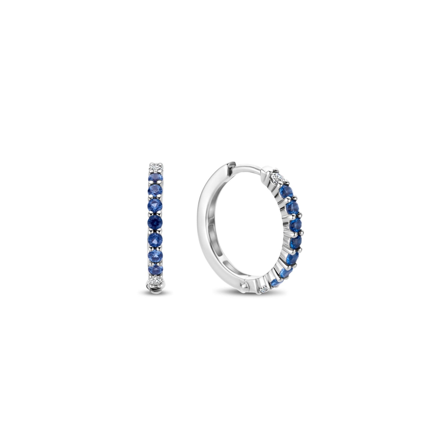 Sterling Silver Blue Cubic Zirconia Hoop Earrings 7958MB