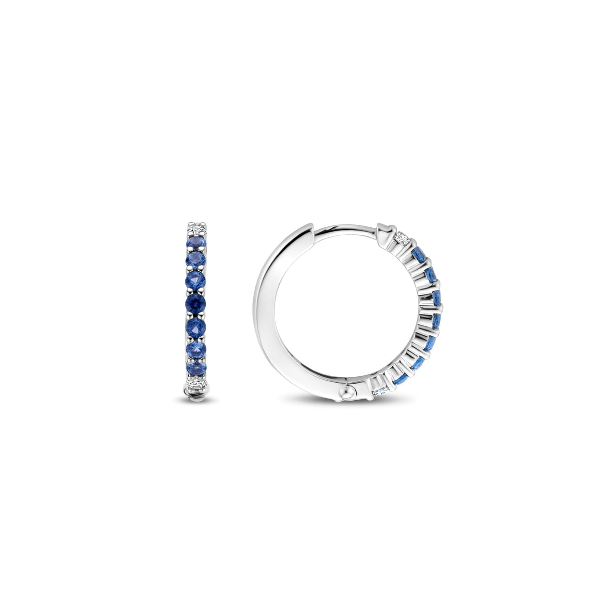Sterling Silver Blue Cubic Zirconia Hoop Earrings 7958MB