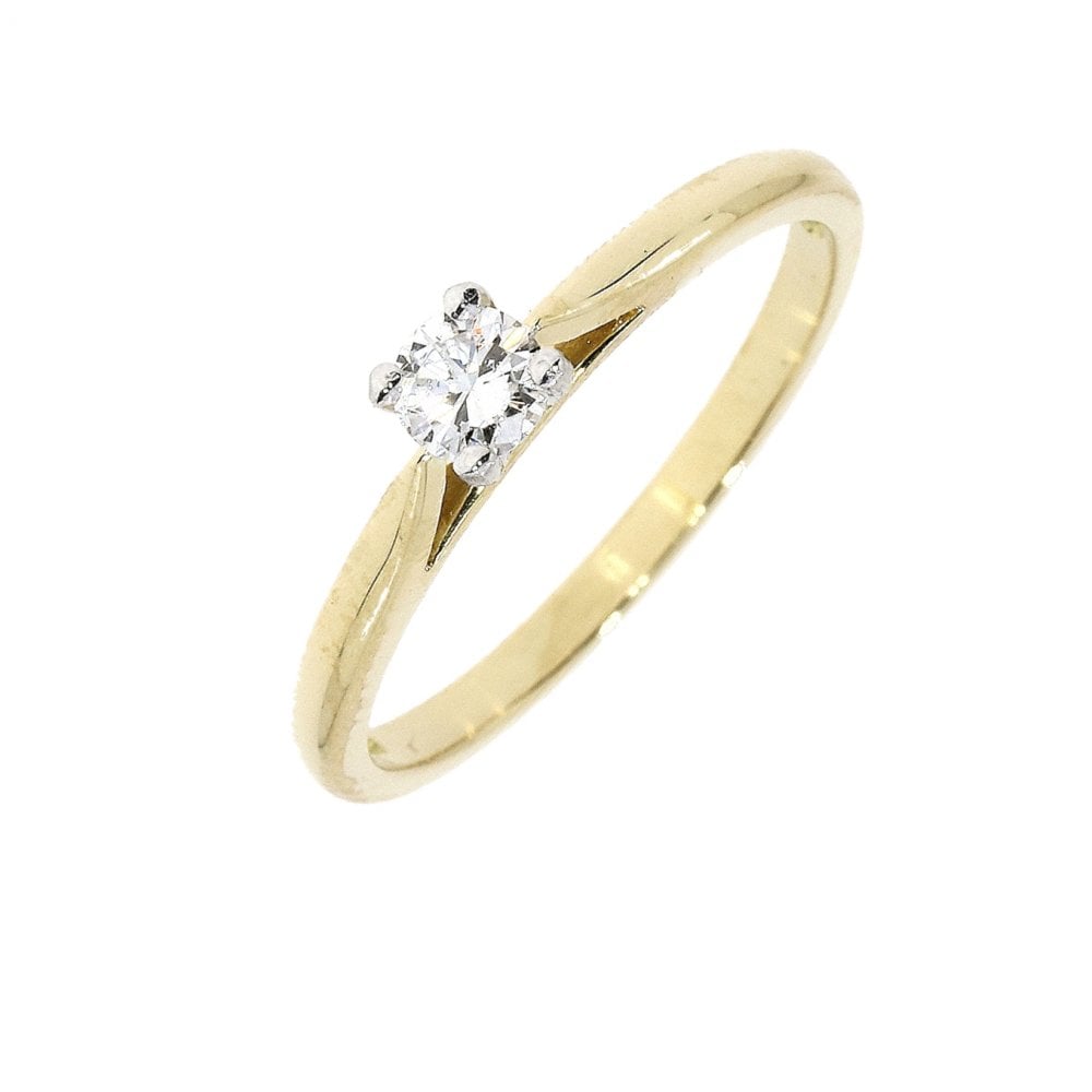 18ct & Platinum Diamond Solitaire Ladies Engagement Ring