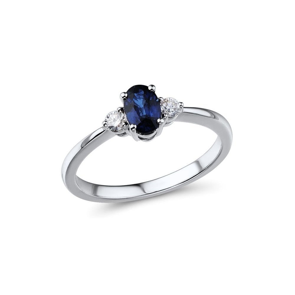 Platinum Ladies Diamond and Sapphire Engagement Ring