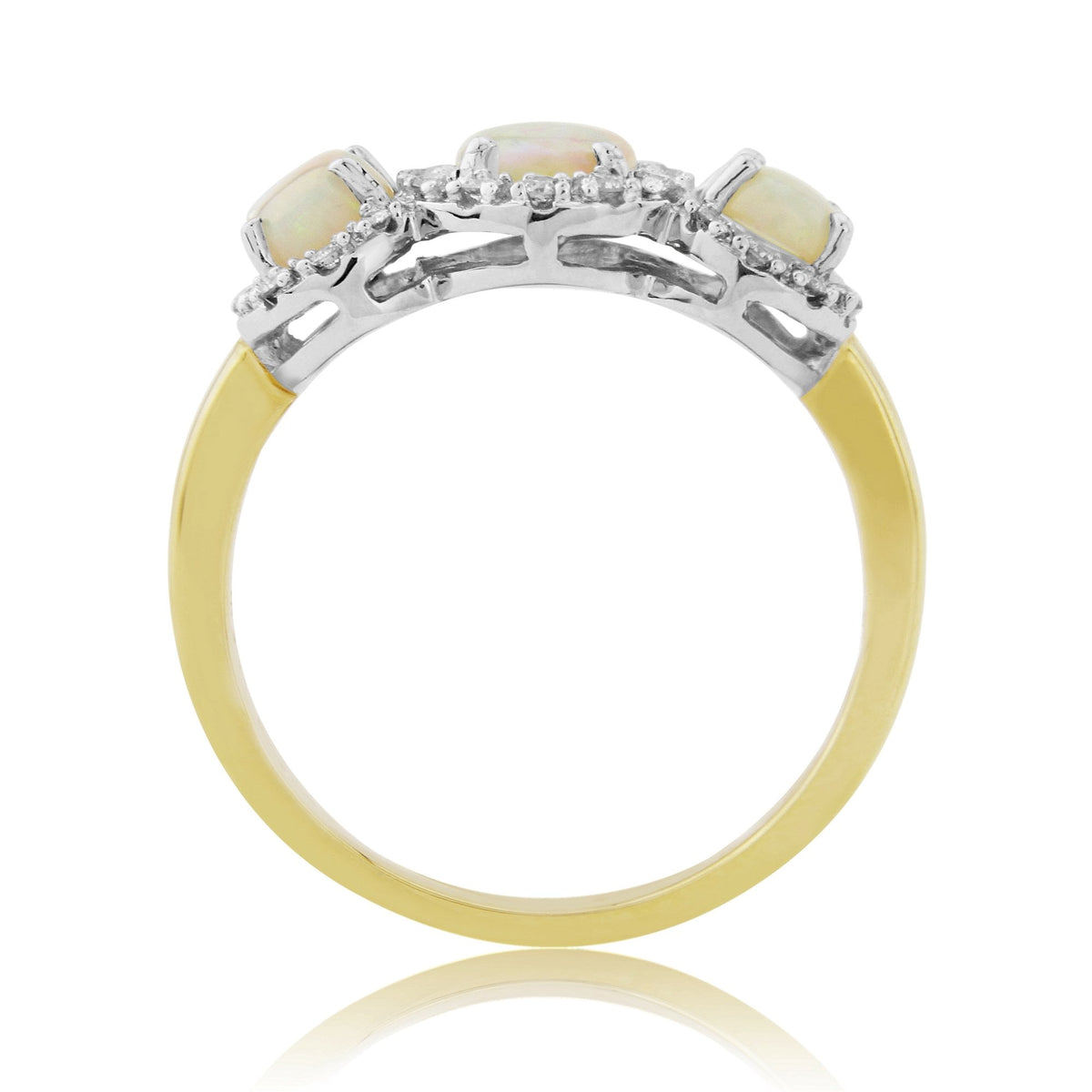 9ct Gold Ladies Opal and Diamond Cluster Dress Ring