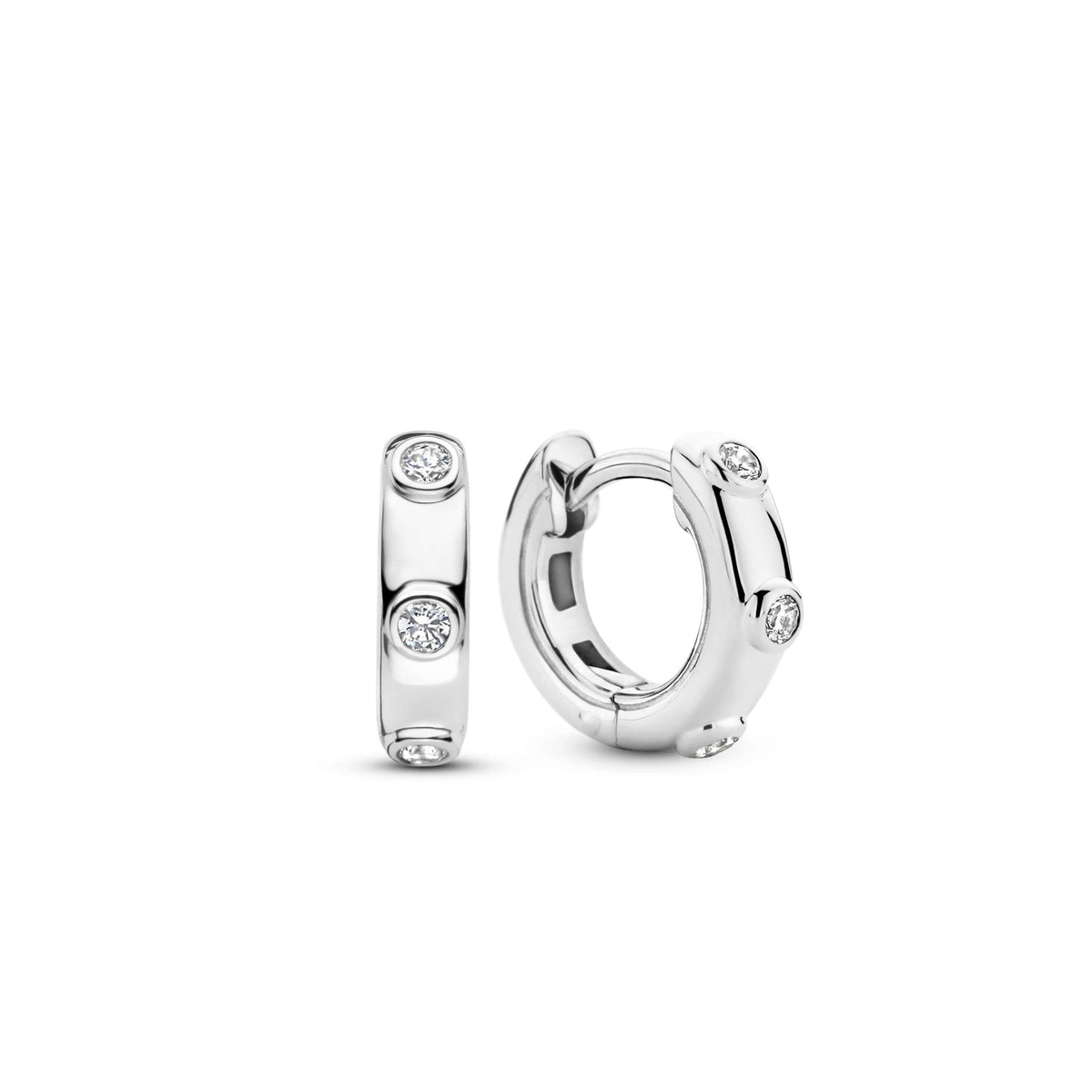 Sterling Silver Ladies Cubic Zirconia Small Hoop Earrings 7953ZI
