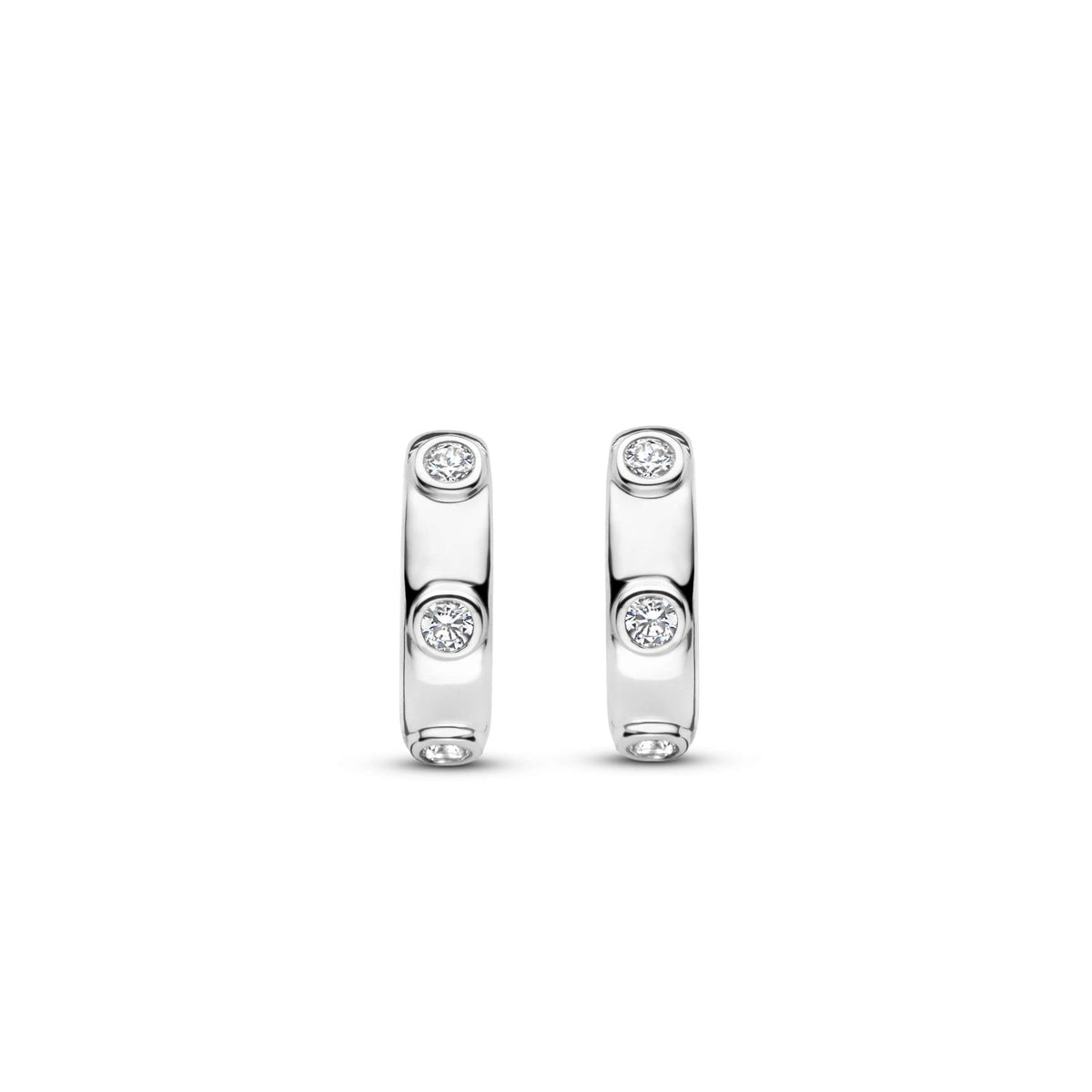 Sterling Silver Ladies Cubic Zirconia Small Hoop Earrings 7953ZI