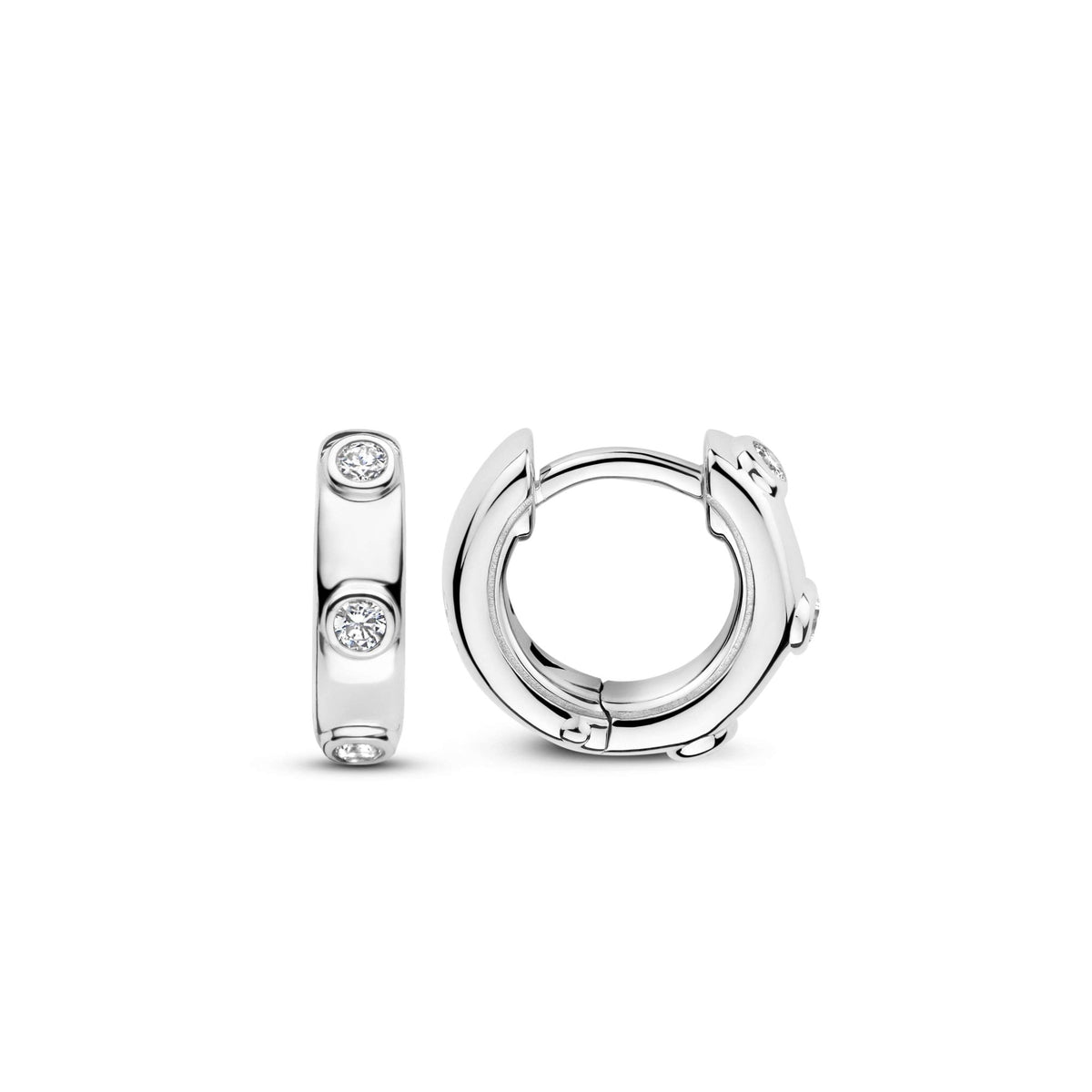Sterling Silver Ladies Cubic Zirconia Small Hoop Earrings 7953ZI