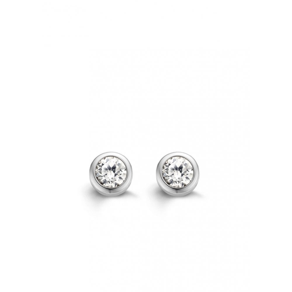 Sterling Silver Ladies Cubic Zirconia Stud Earrings 7597ZI