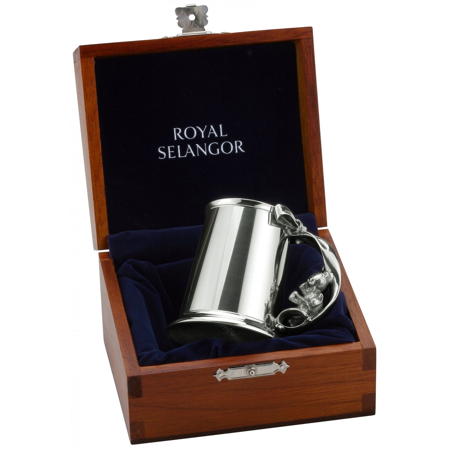 Childs Pewter Christening Mug in Wooden Gift Box Teddy 012118RG