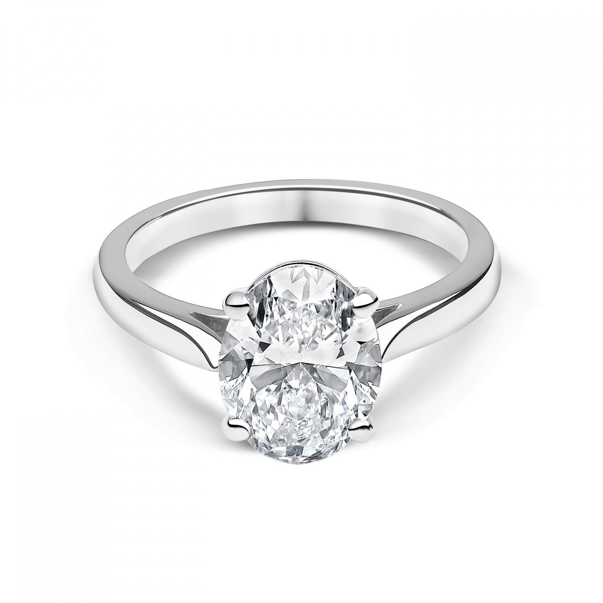 Platinum Ladies Lab Grown Oval Diamond 1.51ct Engagement Ring