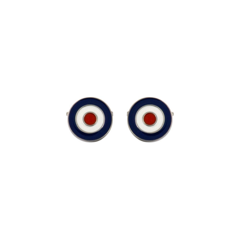 RAF Rounded Enamel and Rhodium Cufflinks 90-1236