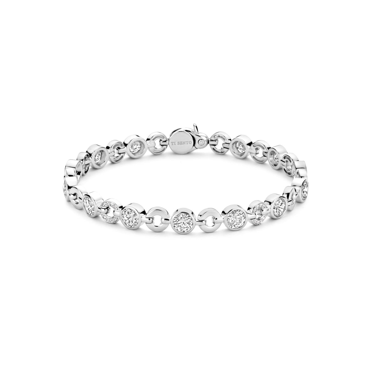 Sterling Silver Ladies Cubic Zirconia Link Bracelet 23054ZI