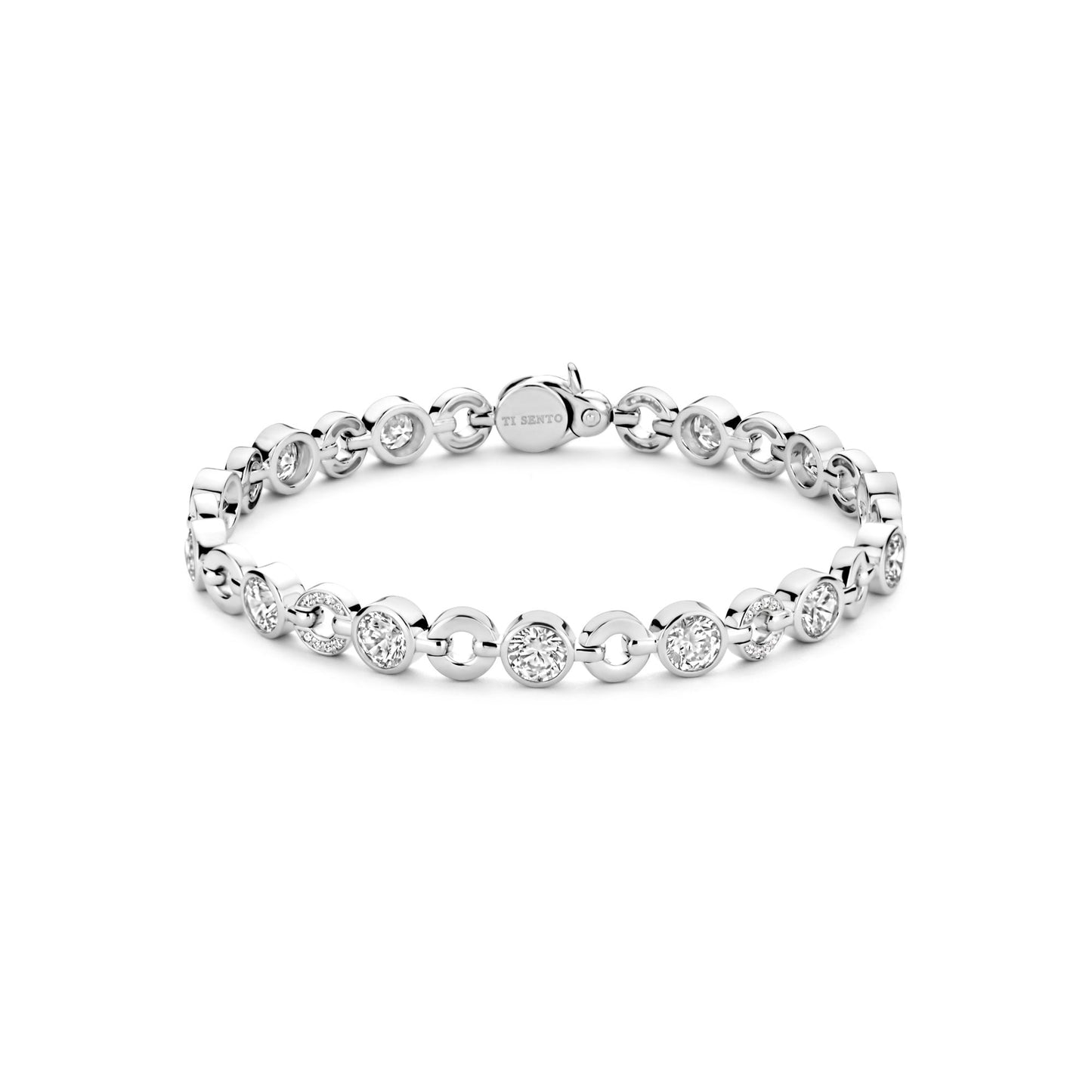 Sterling Silver Ladies Cubic Zirconia Link Bracelet 23054ZI